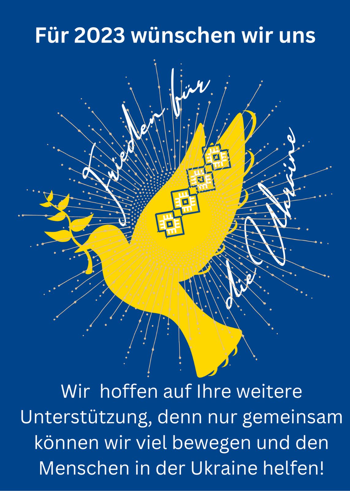 Taube ukrainischer Verein Niedersachsen Neujahr 2023